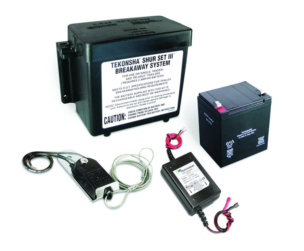 TEKONSHA 20015 Trailer Breakaway System Kit Includes Lockable All Polymer Battery Case With Flat Surface Mounting