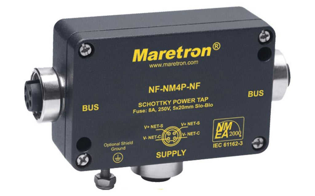 MARETRON NF-NM4P-NF Marine Network Cable Connector Connects Power Supply To NMEA 2000® Trunk Line In Convenient Plug And Play Fashion