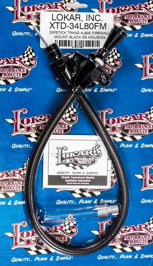 Lokar XTD-34L80FM  -  Black Trans Dipstick GM 4L80E Firewall Mount