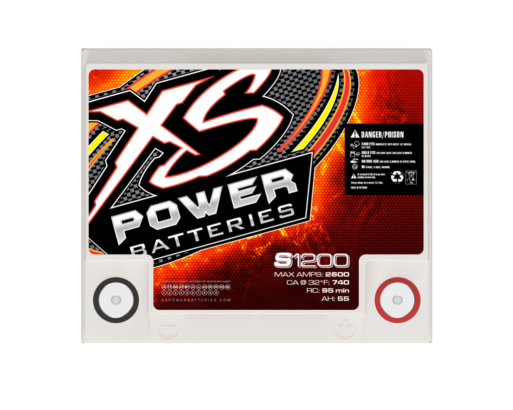 XS Power Batteries 12V AGM S Series Batteries - Automotive Terminals Included 2600 Max Amps