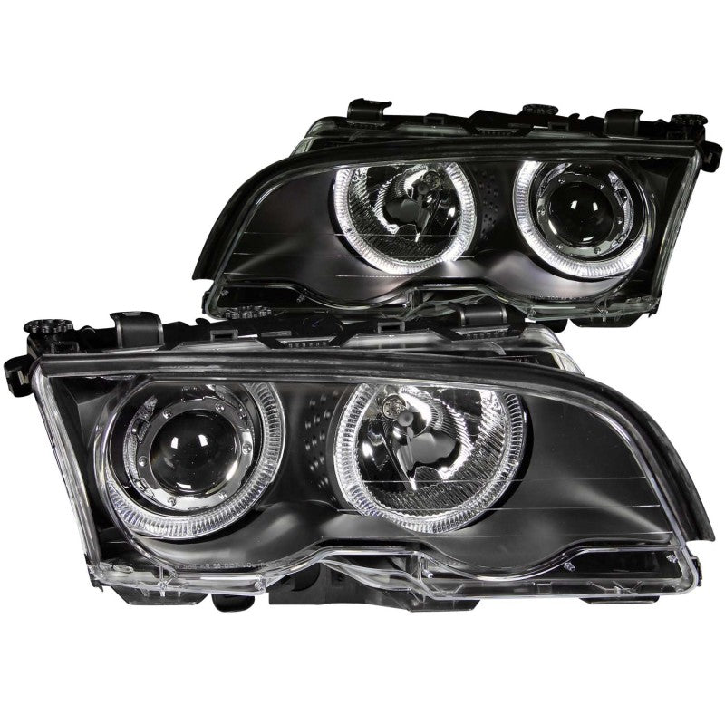 ANZO 121015 FITS: 1999-2001 BMW 3 Series E46 Projector Headlights w/ Halo Black