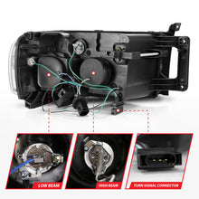 Load image into Gallery viewer, ANZO 111490 -  FITS: 2002-2005 Dodge Ram 1500 Projector Headlights w/ Halo Black Clear Amber