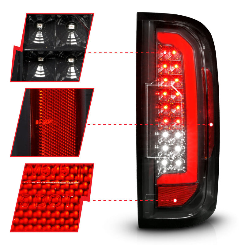 ANZO 311434 FITS 15-21 GMC Canyon Full LED Taillights w/ Red Lightbar Black Housing/Clear Lens