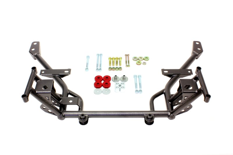 BMR Suspension KM020H - BMR 05-14 S197 Mustang K-Member w/ 1/2in Lowered Motor Mount and STD. Rack Mounts Black Hammertone