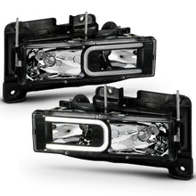 Load image into Gallery viewer, ANZO 111498 FITS 1999-2000 Cadillac Escalade Crystal Headlights Light Bar Black Housing (Pair)
