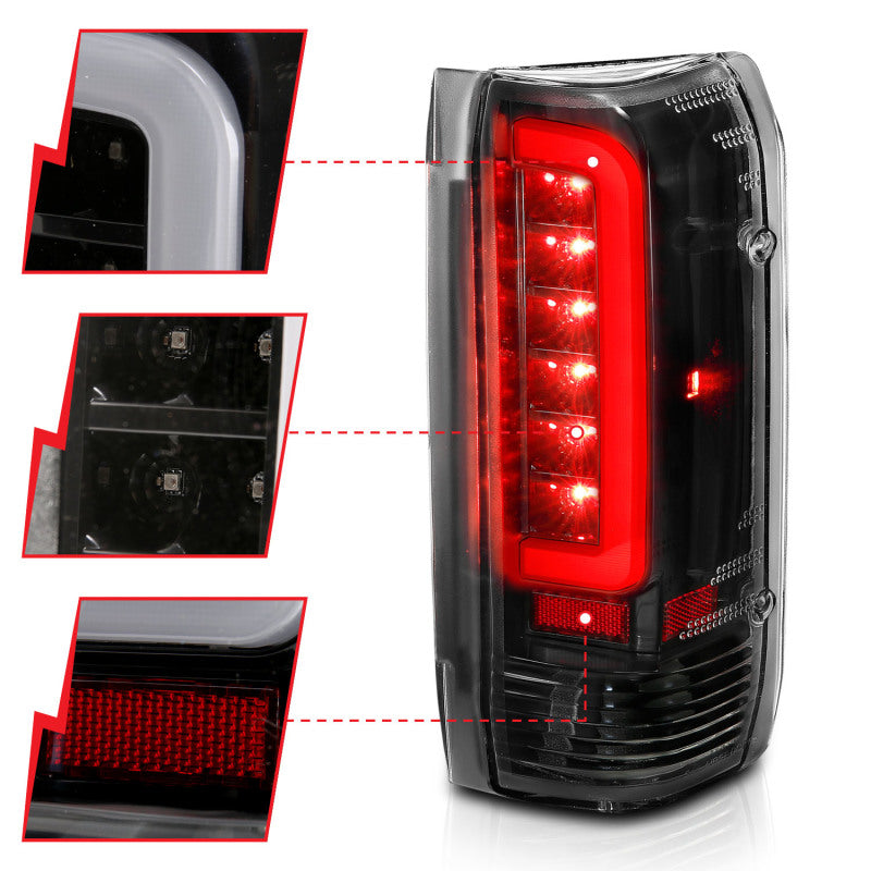 ANZO 311350 FITS: 1987-1996 Ford F-150 LED Taillights Black Housing Clear Lens (Pair)