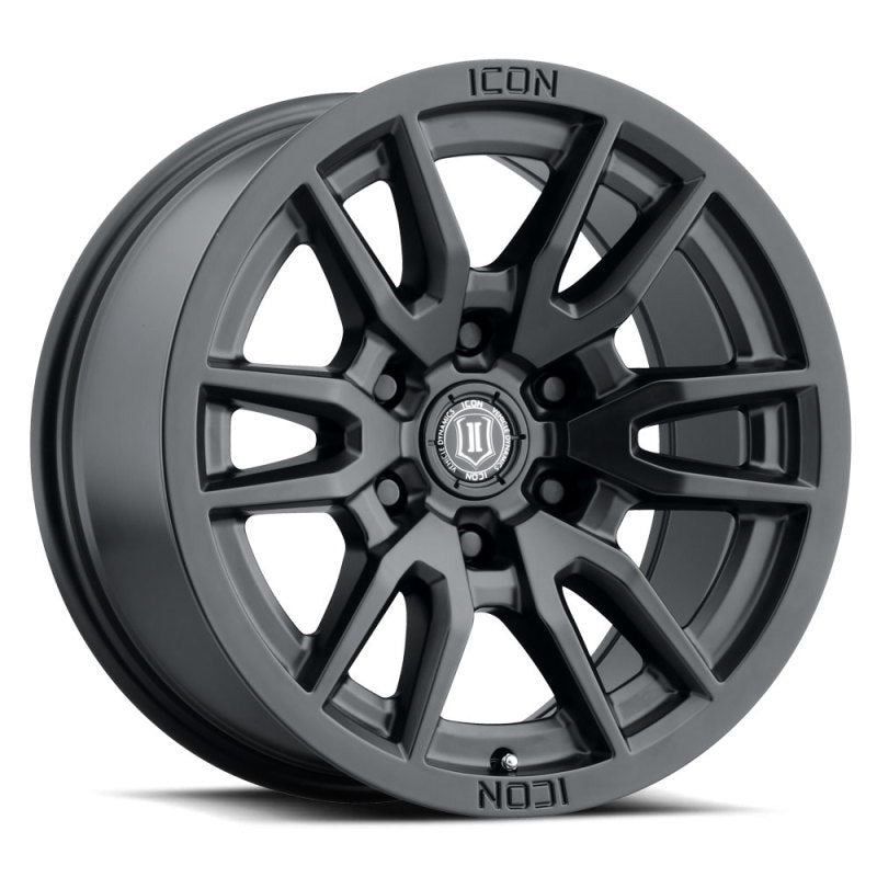 ICON 2417858347SB - Vector 6 17x8.5 6x5.5 0mm Offset 4.75in BS 106.1mm Bore Satin Black Wheel