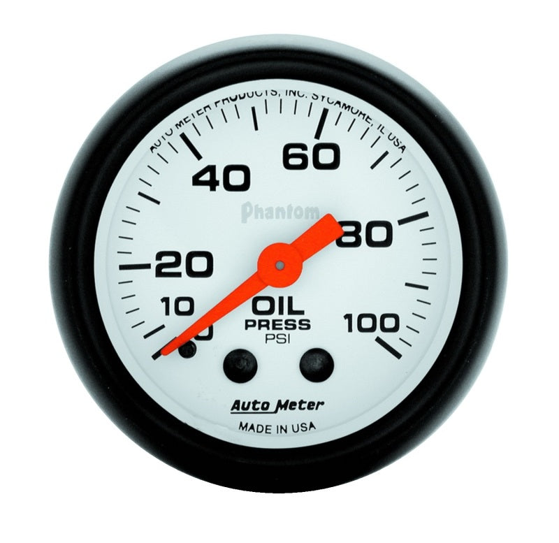 AutoMeter 5721 - Autometer Phantom 52mm 0-100 PSI Mechanical Oil Pressure Gauge