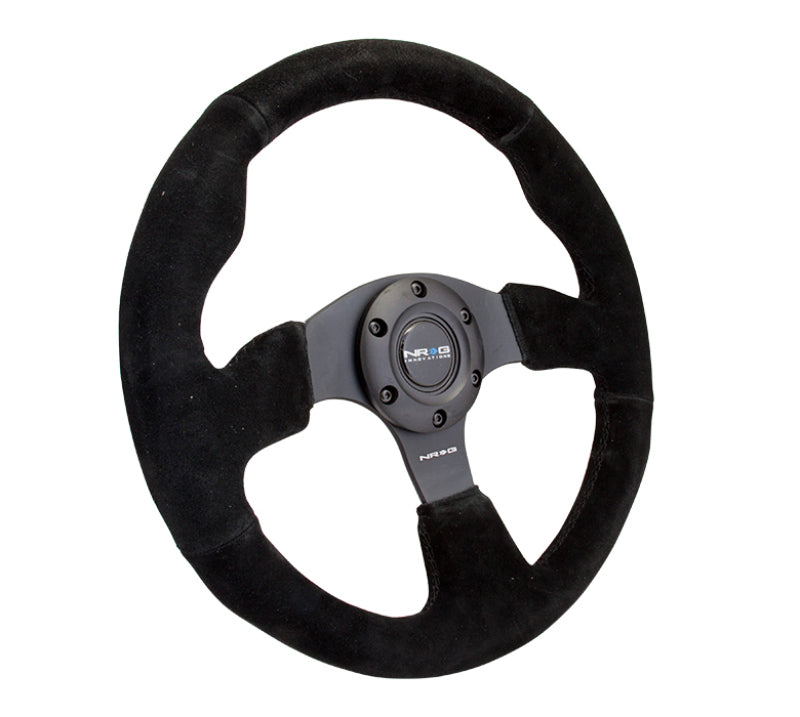 NRG Reinforced Steering Wheel (320mm) Suede w/Black Stitch - free shipping - Fastmodz