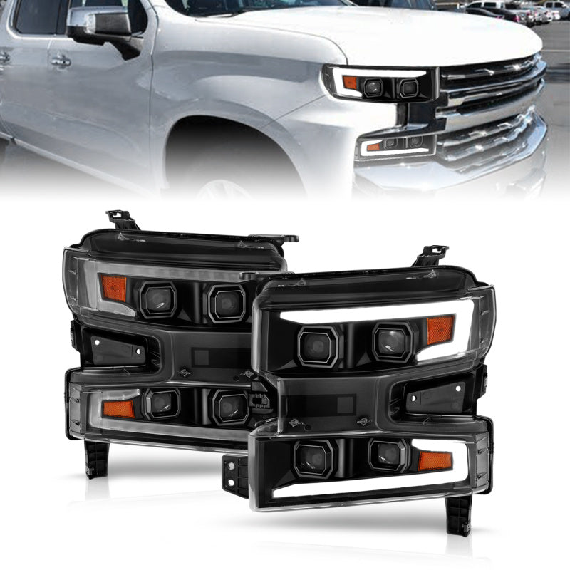 ANZO 111566-R FITS 19-22 Chevrolet Silverado 1500 LED Proj HL w/Lgt Bar SwBk Seq. Blk w/In. LightPassenger Side