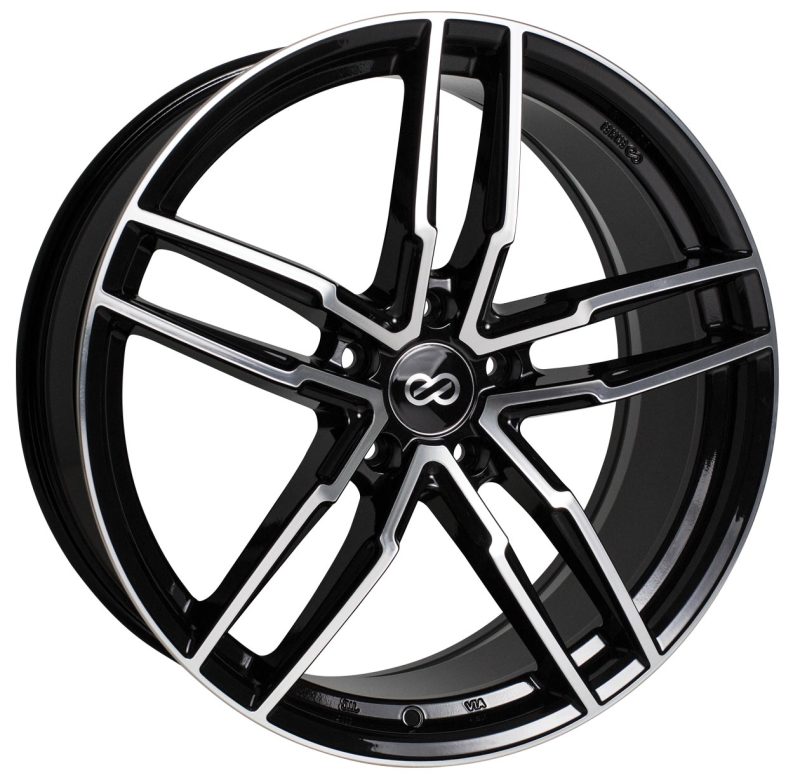 Enkei 511-775-8045BKM - SS05 17x7.5 5x100 45mm Offset 72.6mm Bore Black Machined Wheel