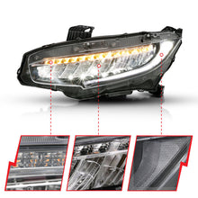 Load image into Gallery viewer, ANZO 121527 FITS: 16-17 Honda Civic Projector Headlights Plank Style Black w/Amber/Sequential Turn Signal