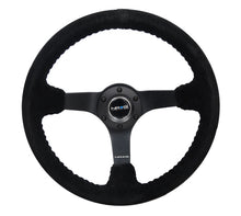 Load image into Gallery viewer, NRG RST-036MB-S-BK - Reinforced Steering Wheel (350mm / 3in. Deep) Blk Suede/Blk Bball Stitch w/5mm Matte Black Spoke