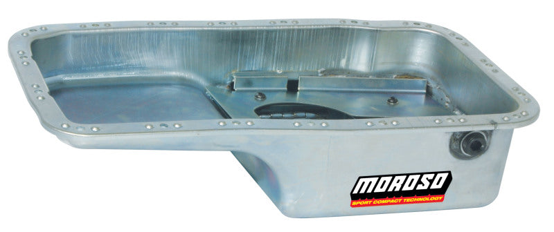 Moroso 20910 - Acura/Honda 1.6L B16A3 Road Race Baffled Wet Sump 5.5qt 6in Steel Oil Pan