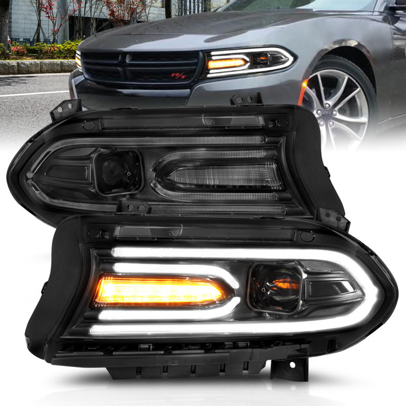 ANZO 121559 FITS: 2015-2018 Dodge Charger Projector Headlights Plank Style Black