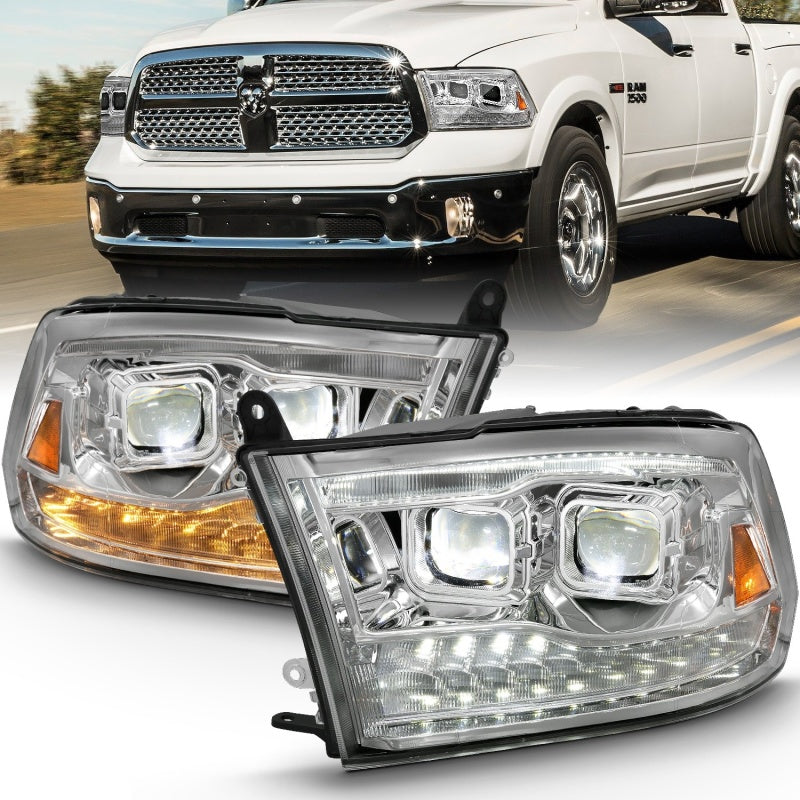 ANZO 111465 FITS: 2009-2018 Dodge Ram 1500 Led Projector Plank Style Switchback H.L Halo Chrome Amber (OE Style)