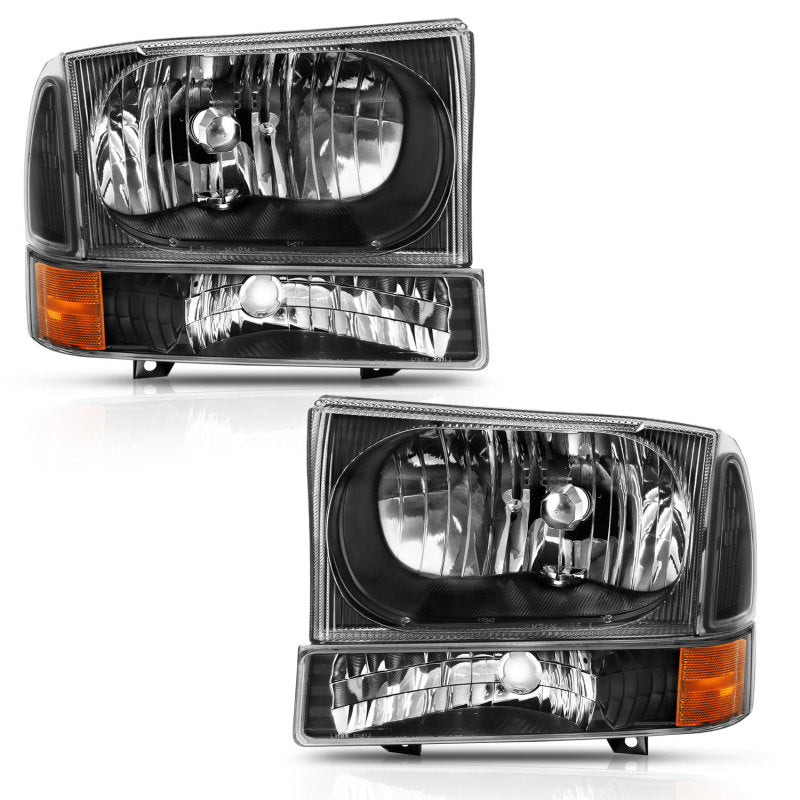 ANZO 111457 -  FITS: 2000-2004 Ford Excursion Crystal Headlight w/ Corner Light Black Amber (w/o Bulb)