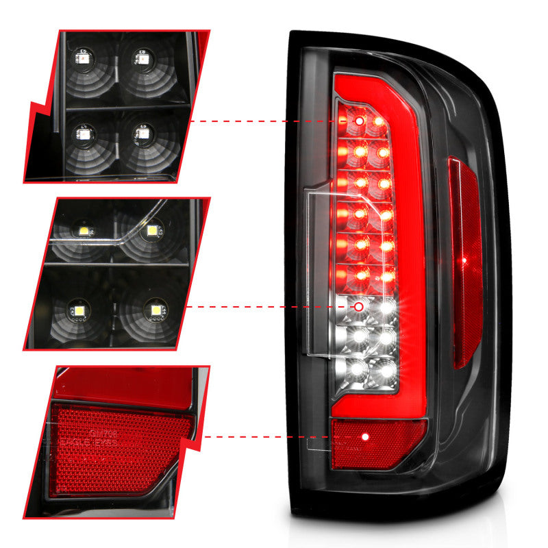 ANZO 311432 FITS 311432 FITS 15-21 Chevrolet Colorado Full LED Tail Lights w/ Red Lightbar Black Housing Clear Lens