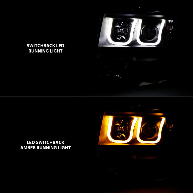 ANZO - [product_sku] - ANZO 2009-2014 Ford F-150 Projector Headlights w/ U-Bar Switchback Black w/ Amber - Fastmodz