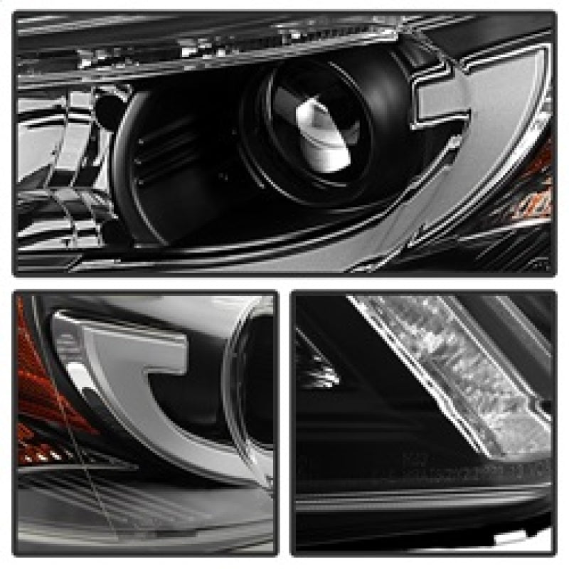 SPYDER 5080530 - Spyder Honda Accord 2013-2015 4DR Projector Headlights Light Bar DRL Black PRO-YD-HA13-LBDRL-BK