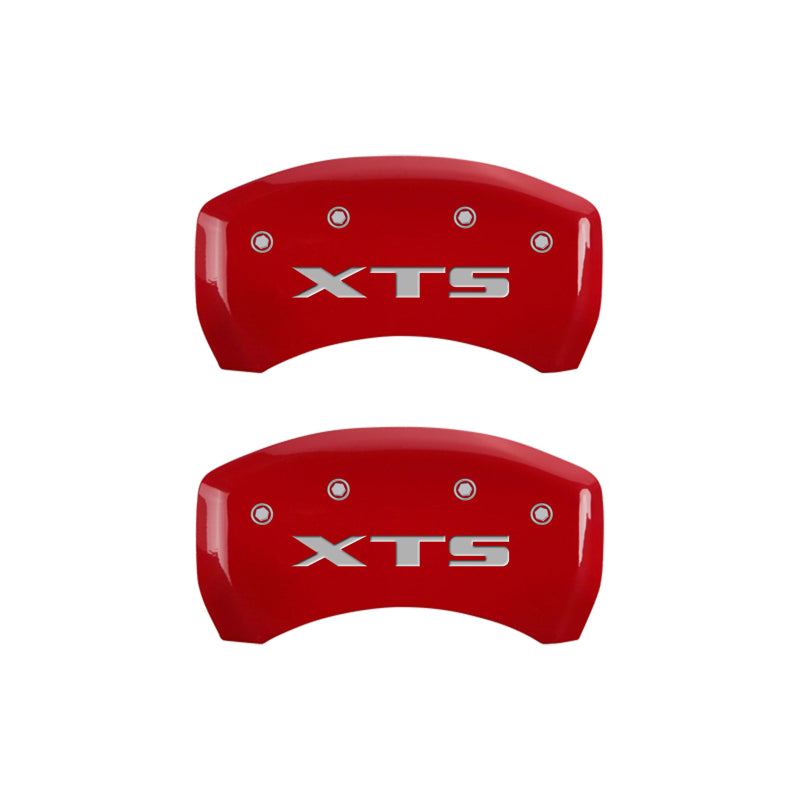 MGP 35008SXTSRD - 4 Caliper Covers Engraved Front Cadillac Engraved Rear XTS Red finish silver ch