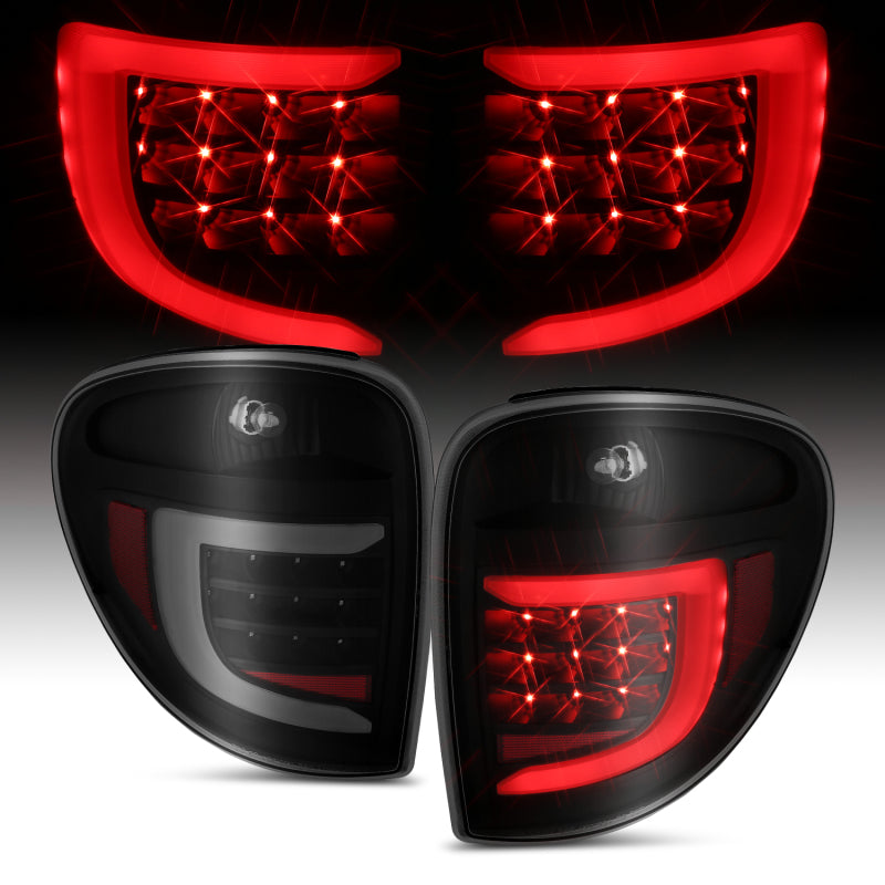 ANZO 311366 FITS 2004-2007 Dodge Grand Caravan LED Tail Lights w/ Light Bar Black Housing Smoke Lens