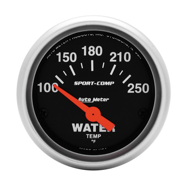AutoMeter 3337 - Autometer Sport-Comp 52mm 100-250 Deg F Electronic Water Temp Gauge