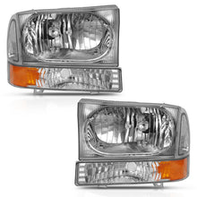 Load image into Gallery viewer, ANZO 111458 FITS 111458 FITS 2000-2004 Ford Excursion Crystal Headlight w/ Corner Light Chrome Amber (w/o Bulb)