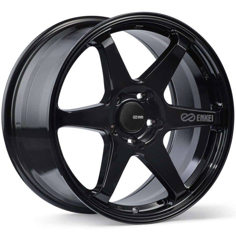 Enkei 539-895-8045BK - T6R 18x9.5 45mm Offset 5x100 Bolt Pattern 72.6 Bore Gloss Black Wheel