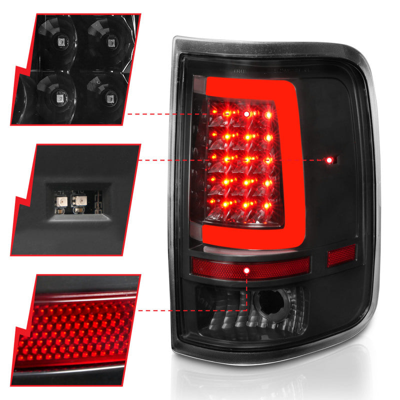 ANZO 311342 FITS: 2004-2006 Ford F-150 LED Tail Lights w/ Light Bar Black Housing Clear Lens
