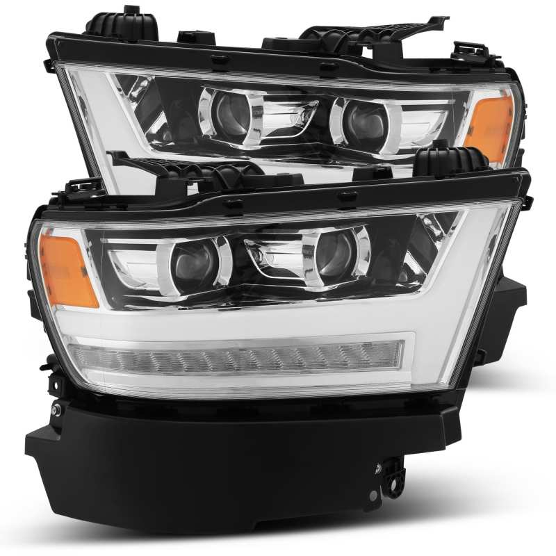 AlphaRex 880544 FITS 19-20 Dodge Ram 1500 LUXX LED Proj Headlights Plank Chrome w/Activ Light/Seq Signal/DRL