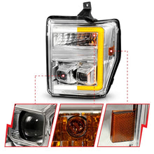Load image into Gallery viewer, ANZO 111587 FITS 08-10 Ford F-250F-550 Super Duty Projector Headlights w/ Light Bar Switchback Chrome Housing