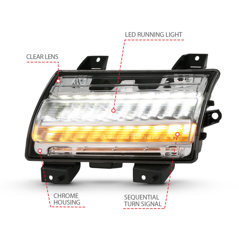 ANZO 511083 FITS 18-19 Jeep Wrangler JL Halogen Chrome Clear w/ Sequential Signal