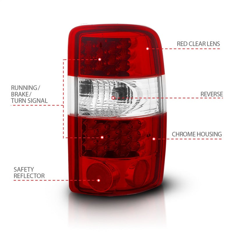 ANZO 311001 FITS 2000-2006 Chevrolet Suburban LED Taillights Red/Clear