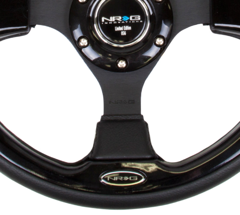 NRG Reinforced Steering Wheel (320mm) Blk w/Gloss Black Trim - free shipping - Fastmodz