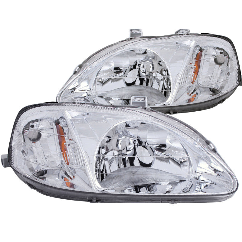 ANZO - [product_sku] - ANZO 1999-2000 Honda Civic Crystal Headlights Chrome - Fastmodz