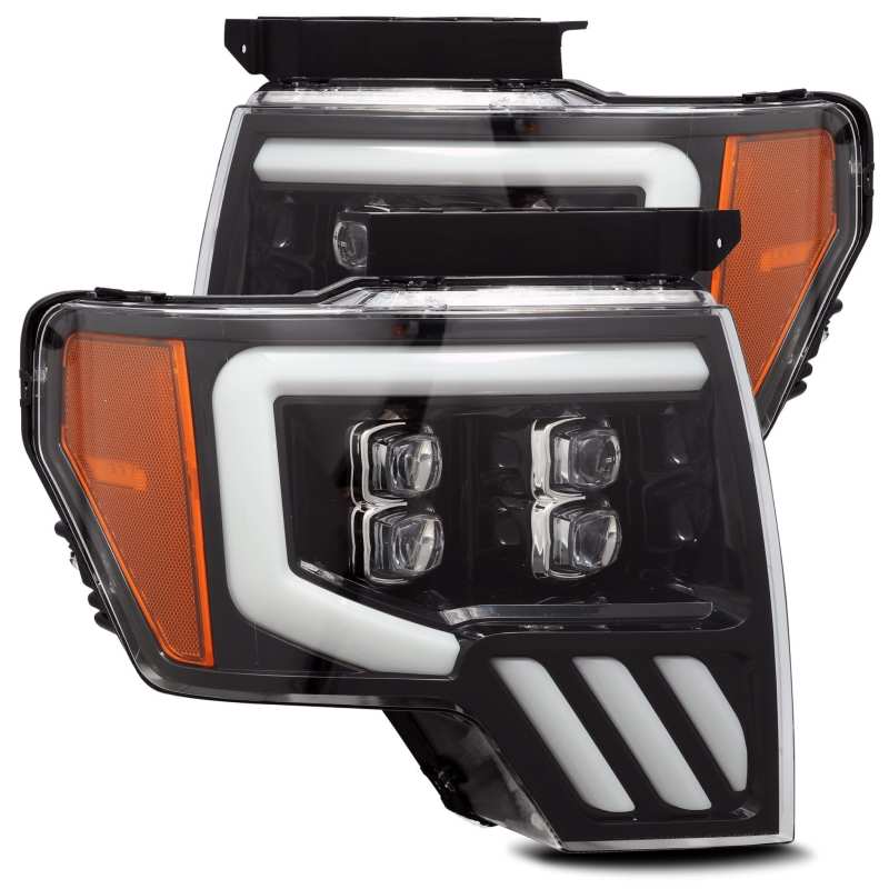 AlphaRex 880190 - 09-14 Ford F-150 NOVA LED Proj Headlights Plank Style Gloss Black w/Activ Light/Seq Signal