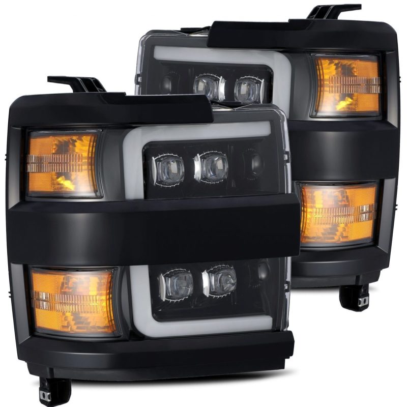AlphaRex 880229 FITS 15-18 Chevy 2500HD NOVA LED Proj Headlight Plank Style Jet Blk w/Activ Light/Seq Signal/DRL