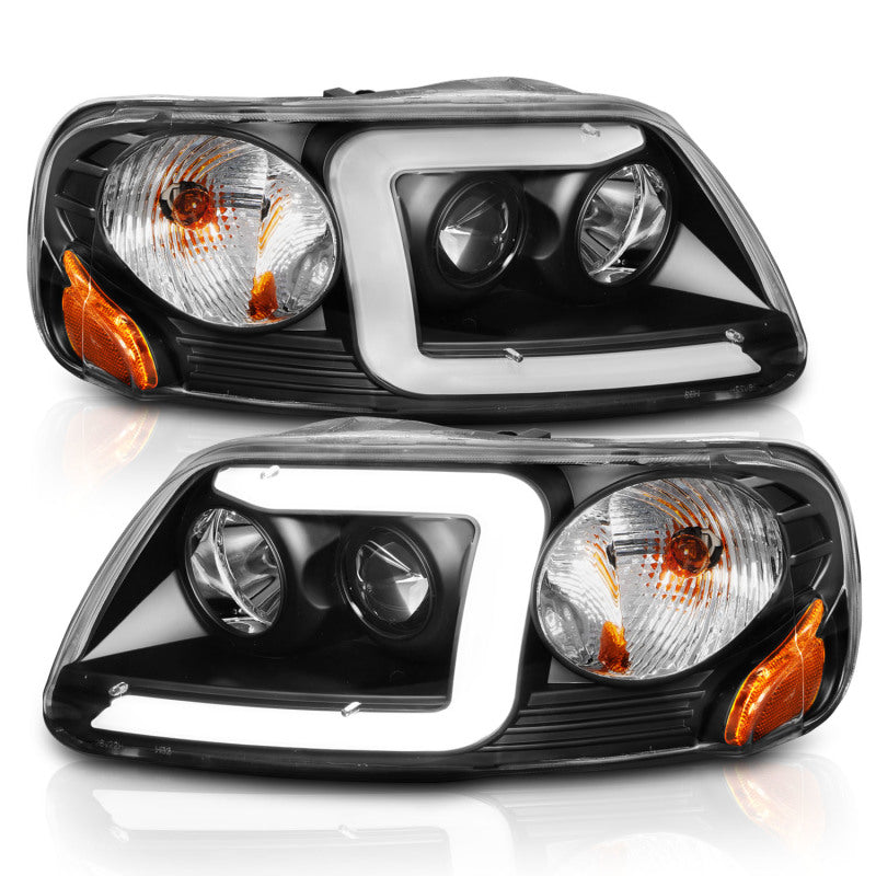 ANZO 111503 -  FITS: 1997-2003 Ford F-150 Projector Headlights w/ Light Bar Black Housing