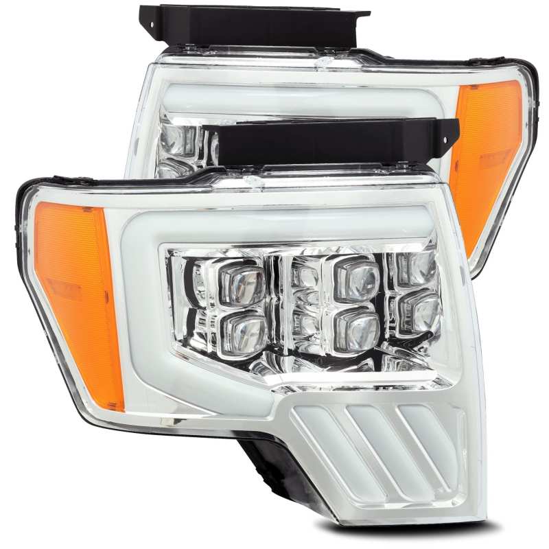 AlphaRex 880191 FITS 09-14 Ford F-150 NOVA LED Projector Headlights Plank Style Chrome w/Activ Light/Seq Signal