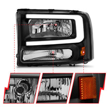 Load image into Gallery viewer, ANZO 111549 FITS 111549 FITS 99-04 Ford F250/F350/F450/Excursion (excl. 99) Crystal Headlightsw/ Light Bar Black Housing