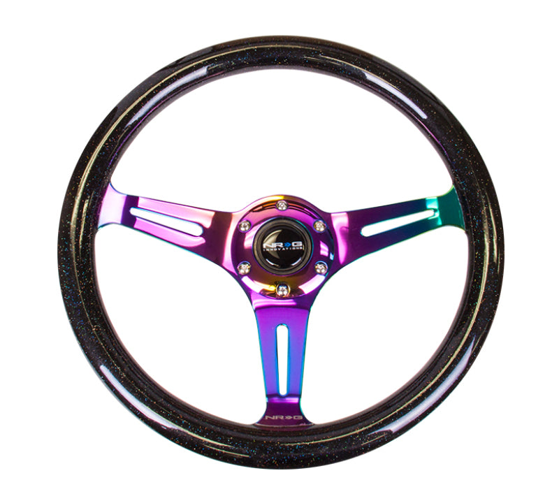 NRG ST-015MC-BSB - Classic Wood Grain Steering Wheel (350mm) Black Sparkle/Galaxy Color w/Neochrome 3-Spoke