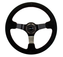 Load image into Gallery viewer, NRG RST-036BK-S - Reinforced Steering Wheel (350mm / 3in. Deep) Blk Suede w/Red BBall Stitch &amp; Black 3-Spoke
