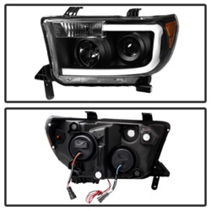 SPYDER 9027888 - Xtune Toyota Tundra 07-13 LED Light Bar Projector Headlights Black PRO-JH-TTU07-LED-BK