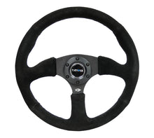 Load image into Gallery viewer, NRG Reinforced Steering Wheel (350mm / 2.5in. Deep) Blk Suede Comfort Grip w/5mm Matte Blk Spokes - free shipping - Fastmodz