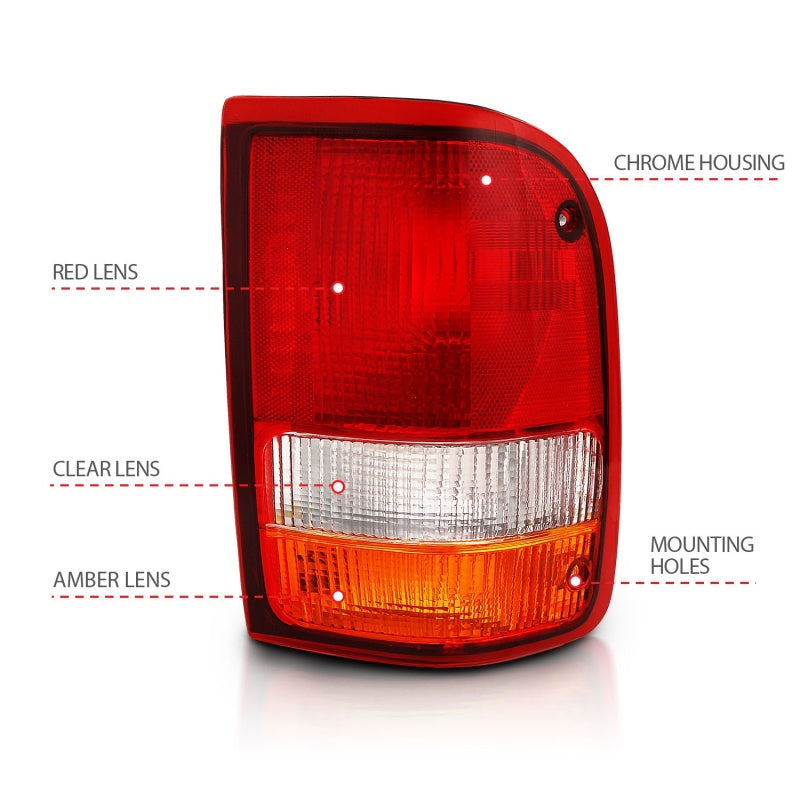 ANZO 311310 FITS 1993-1997 Ford Ranger Tail Light Red/Cear (OE)