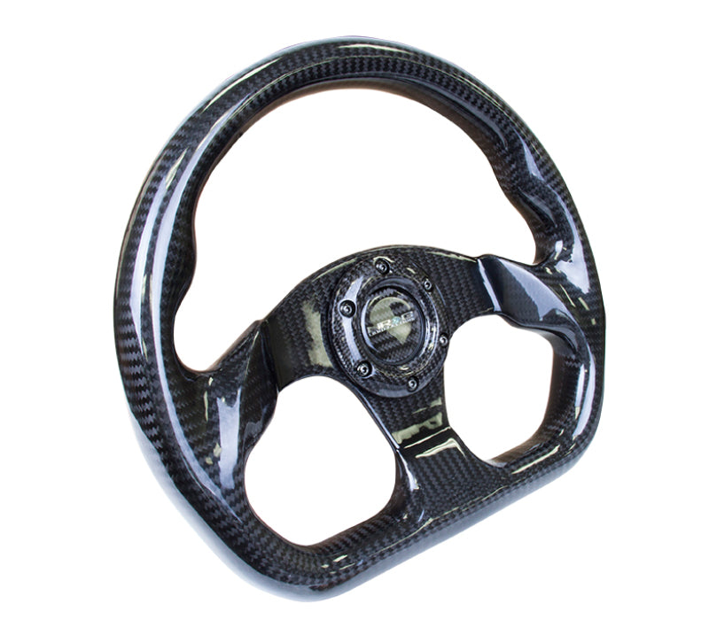 NRG ST-009CF/BK - Carbon Fiber Steering Wheel (320mm) Flat Bottom w/Shiny Black Carbon