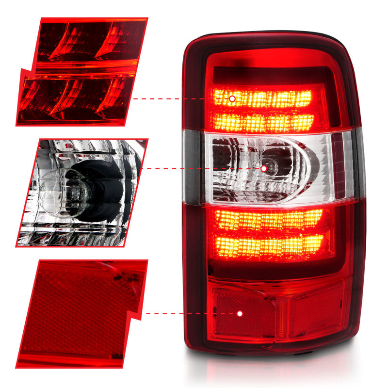 ANZO 311364 FITS 2000-2006 Chevrolet Tahoe LED Tail Lights w/ Red Lens Chrome Housing