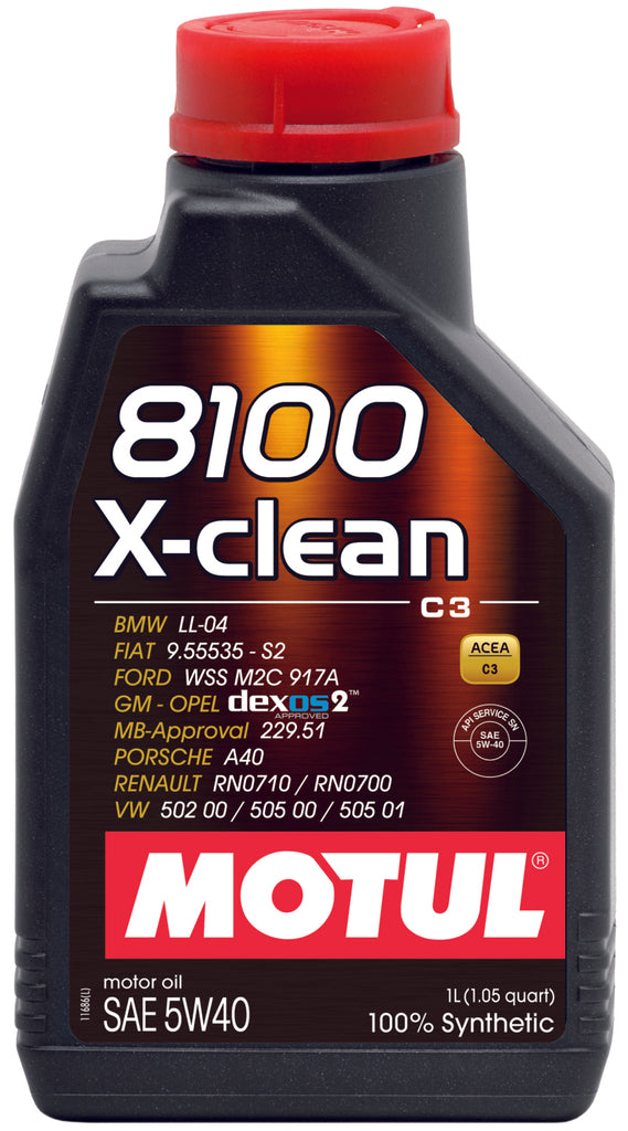 Motul 102786 - 1L Synthetic Engine Oil 8100 5W40 X-CLEAN C3 -505 01-502 00-505 00-LL04