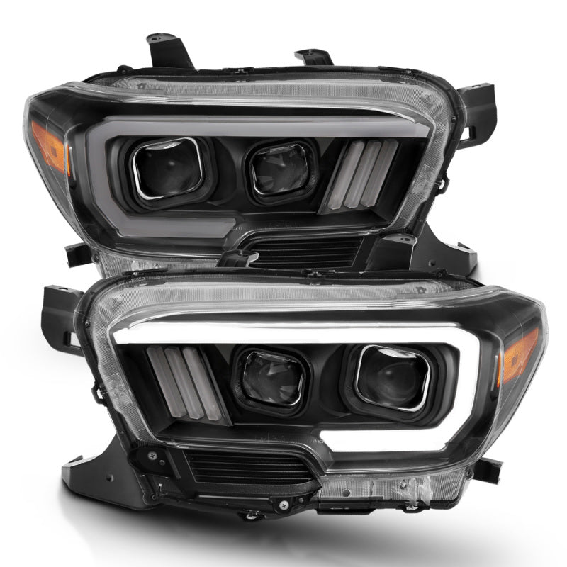 ANZO - [product_sku] - ANZO 2016-2017 Toyota Tacoma Projector Headlights w/ Plank Style Switchback Black w/ Amber - Fastmodz